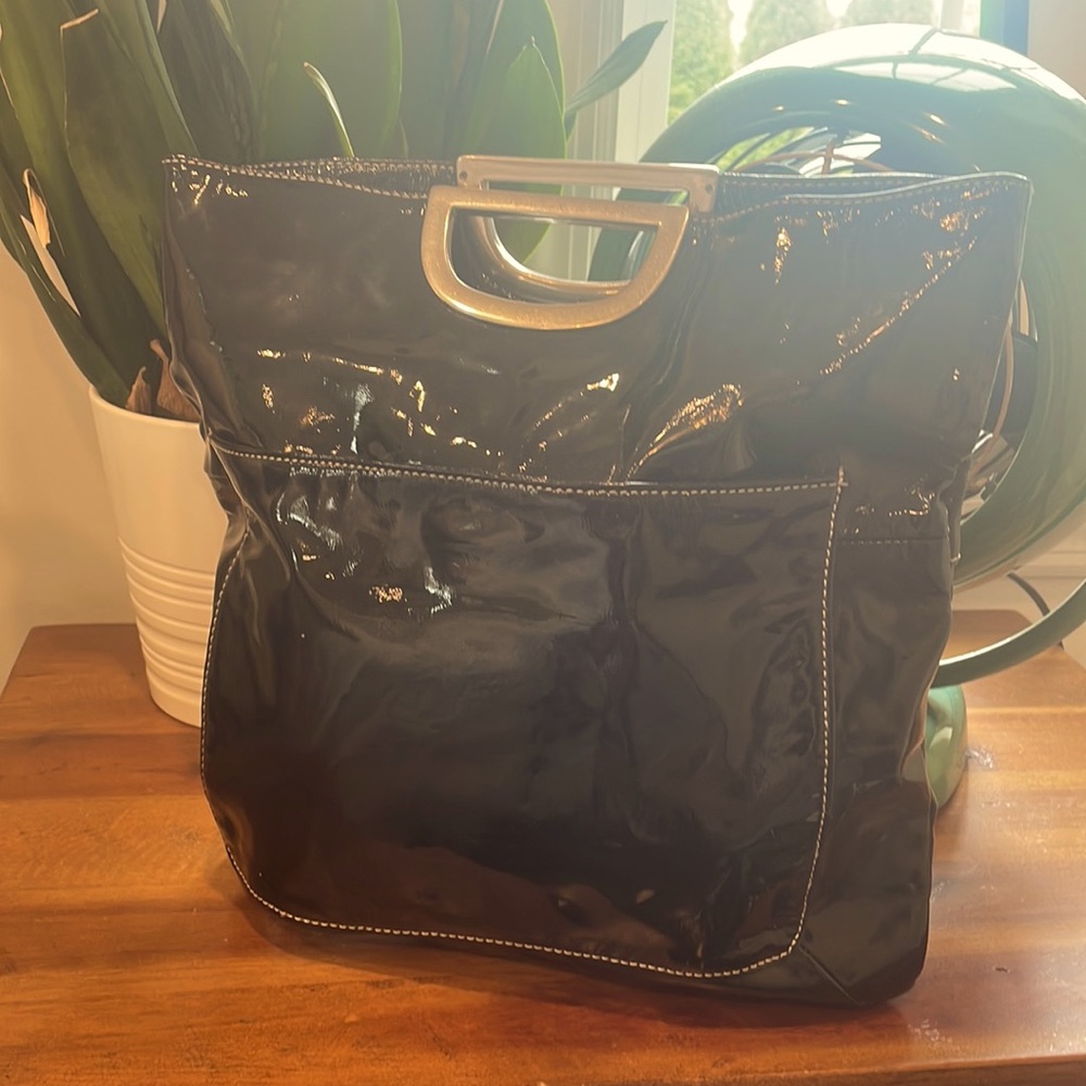Tommy Hilfiger Patent Leather Style Purse / Fold Over Clutch